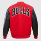 NBA Chicago Bulls Men's Red Varsity Leather Jacket - back view