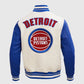 NBA Detroit Pistons Men's Blue Varsity Leather Jacket - back view