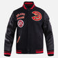 NBA Atlanta Hawks Men's Rib Black Wool Varsity Jacket - front view