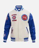 NBA Detroit Pistons Men's Blue Varsity Leather Jacket - front view