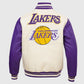 NBA Los Angeles Lakers Men's White Varsity Leather Jacket - back view