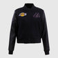 NBA Los Angeles Lakers Women's Black Varsity Leather Jacket - front view