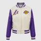 NBA Los Angeles Lakers Women's Purple-white Varsity Leather Jacket - front view
