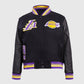 NBA Los Angeles Lakers Women's Black Varsity Leather Jacket - front view