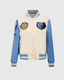 NBA Memphis Grizzlies Women's Rib Blue & White Wool Varsity Jacket - front view