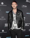 Nicholas Hoult Black Biker Leather Jacket for Men – Custom Fit - front view