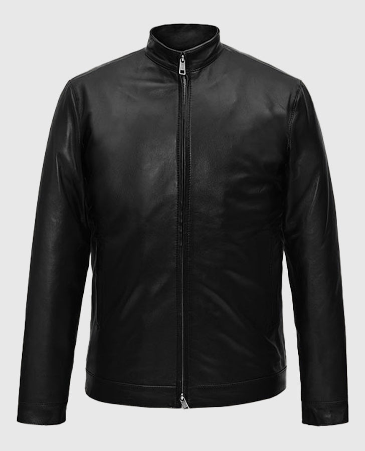 Nikolaj Coster Waldau Black Leather Jacket for Men - back view