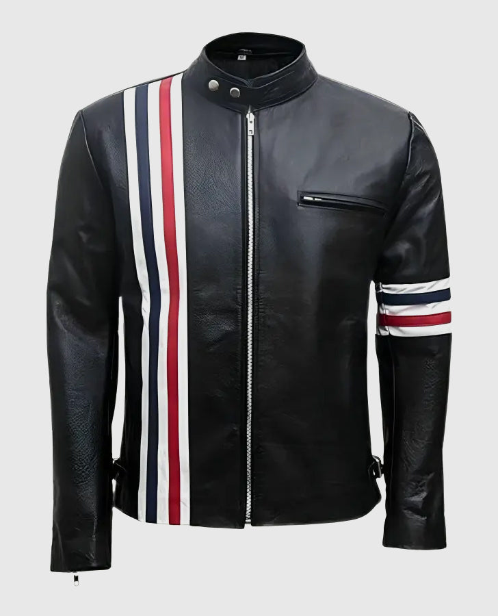 Easy Rider Peter Fonda Black Leather Jacket for Men - back view