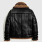 Men's RAF B3 Sheepskin Black Bomber Leather Jacket - back view