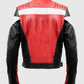 Men's Red & Black Faux Leather Jacket – Premium Outerwear - back view