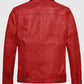 Men's Red Leather Trucker Jacket – Custom Fit | Genuine Leather - back view