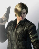 Resident Evil 6 Leon Kennedy Black Leather Jacket for Men - front view