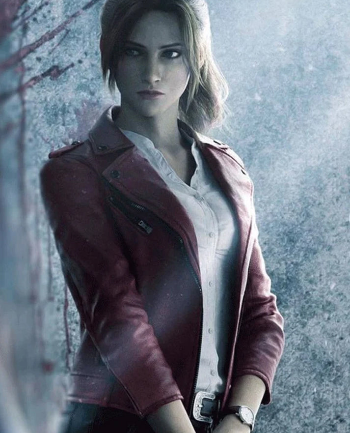 Resident Evil Infinite Darkness Claire Redfield Biker Leather Jacket - back view
