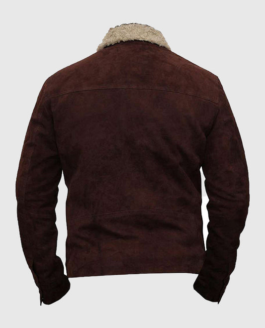 Walking Dead Rick Grimes Andrew Lincoln Brown Leather Suede Jacket - side angle view