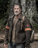 Rick Grimes CRM Brown Suede Jacket for Men | Genuine Leather - front view