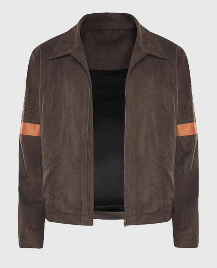 Rick Grimes CRM Brown Suede Jacket for Men | Genuine Leather - back view