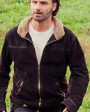 Walking Dead Rick Grimes Andrew Lincoln Brown Leather Suede Jacket - front view