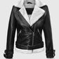 Rita Ora Black Leather Biker Jacket for Women – Custom Fit - back view