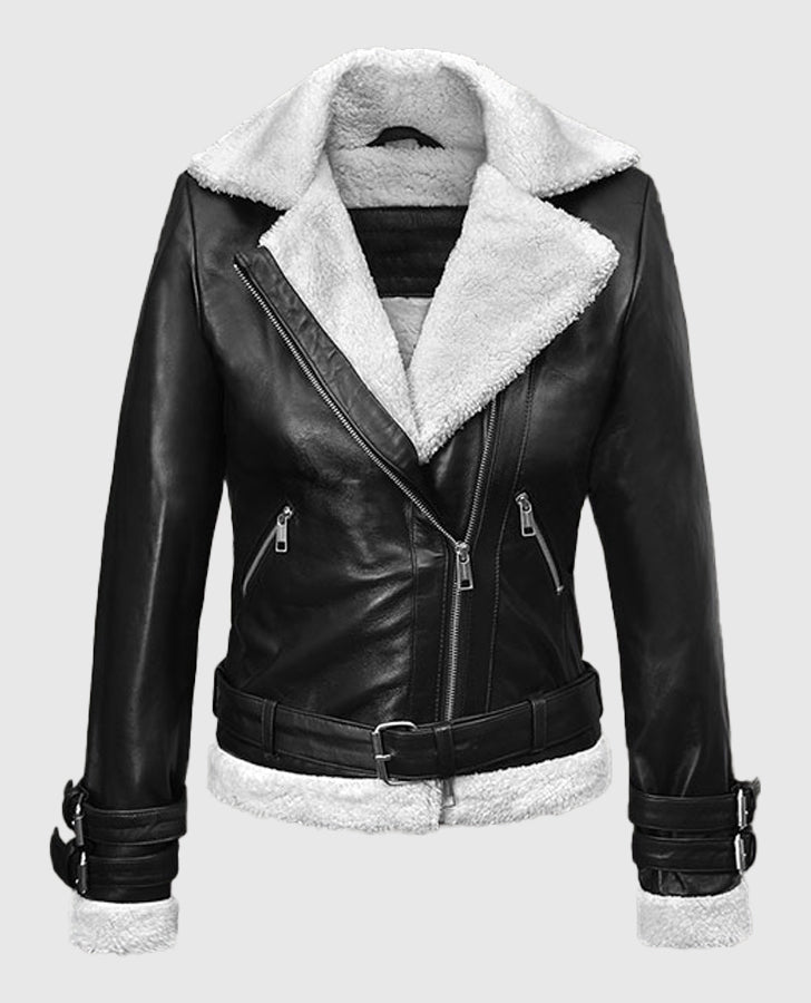 Rita Ora Black Leather Biker Jacket for Women – Custom Fit - back view