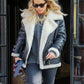 Rita Ora Black Leather Biker Jacket for Women – Custom Fit - front view