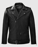 Rutland Black Riding Leather Biker Jacket for Men – Custom Fit - front view