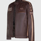 Men's Sizma Brown Cafe Racer Style Leather Jacket | Genuine Leather - front view