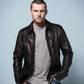 Sam Worthington Simulant Black Leather Jacket for Men - front view