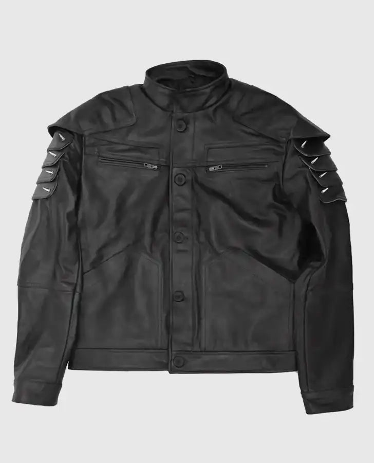 Cyberpunk 2077 Samurai Wolf School Black Leather Jacket for Men - back view
