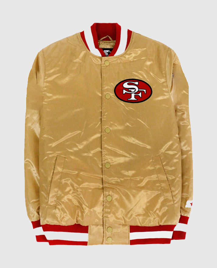 San Francisco 49ers White & Black Leather Jacket for Men - front view