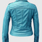 Women's Sapphire Blue Leather Jacket – Custom Fit | Genuine Leather - back view