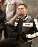 Sebastian Stan Black Leather Jacket for Men – Premium Outerwear - front view