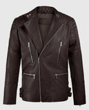 Shotgun Brown Moto Leather Jacket for Men – Custom Fit - front view