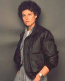Sigourney Weaver Alien Ellen Ripley Brown Bomber Leather Jacket - front view