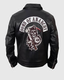 Sons of Anarchy Black Biker Leather Jacket for Men - front view