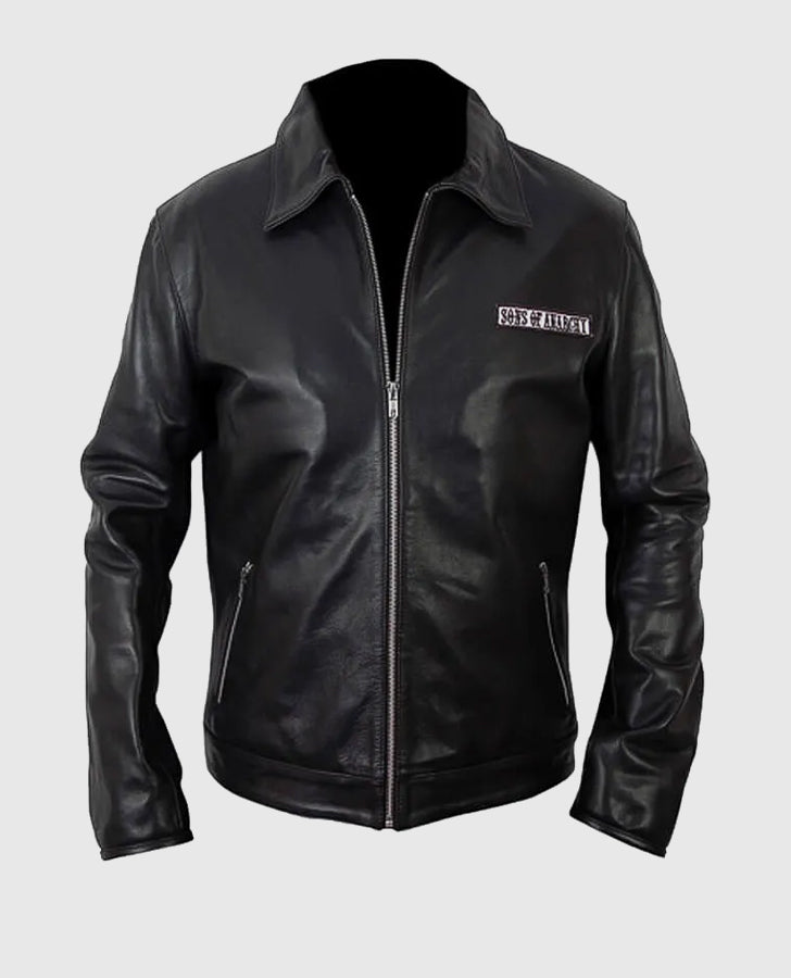 Sons of Anarchy Black Biker Leather Jacket for Men - back view