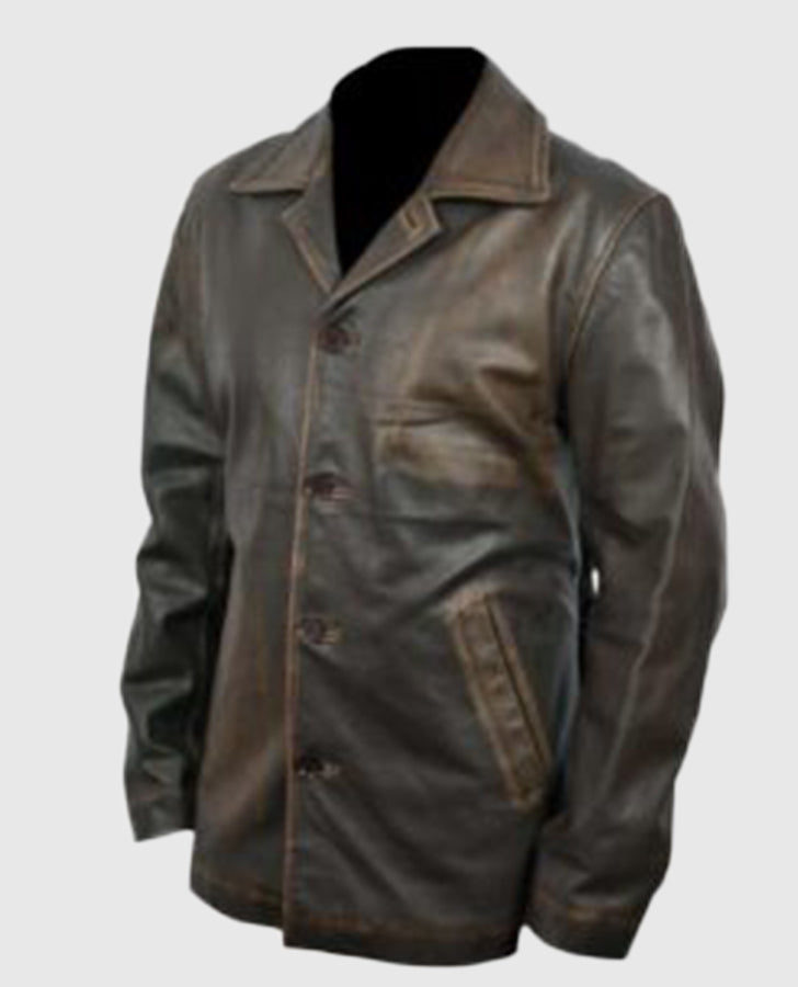 Supernatural Dean Winchester Distressed Brown Long Leather Jacket - inner lining view