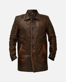 Men's Supernatural Brown Leather Trench Coat – Custom Fit - front view
