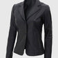 Women's Black Leather Blazer – Premium Outerwear – Custom Fit - collar and zip close-up