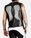 The Walking Dead Governor Daryl Black Leather Vest for Men - front view