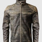 The Outlaw Rider - Distressed Leather Motorcycle Jacket for Men - front view