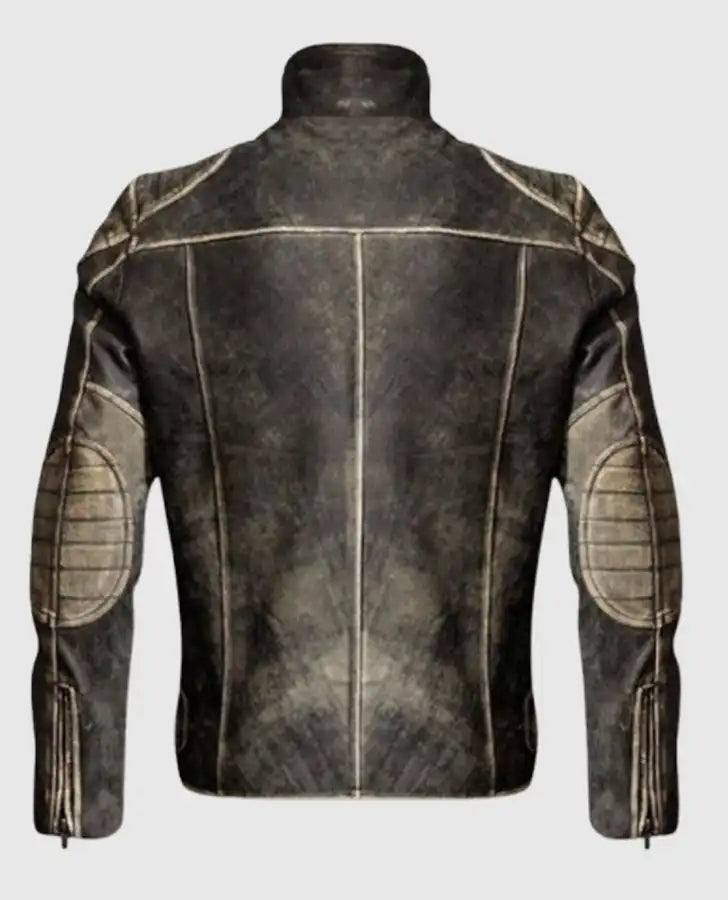 The Outlaw Rider - Distressed Leather Motorcycle Jacket for Men - back view