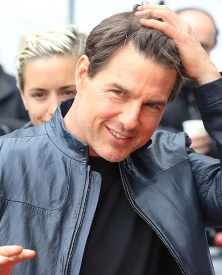 Tom Cruise Mission Impossible Fallout Black Leather Jacket for Men - front view