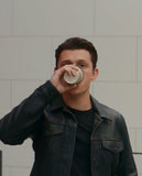 Tom Holland Uncharted Black Leather Jacket for Men - front view