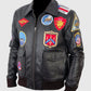 Top Gun Black Bomber Leather Jacket for Men | Genuine Leather - inner lining view