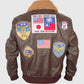 Top Gun Pete Mitchell Brown Bomber Leather Jacket for Men - side angle view