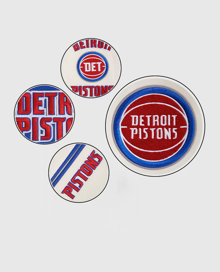 NBA Detroit Pistons Men's Blue Varsity Leather Jacket - inner lining view