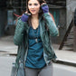 Victoria Justice Green Leather Biker Jacket for Women - front view