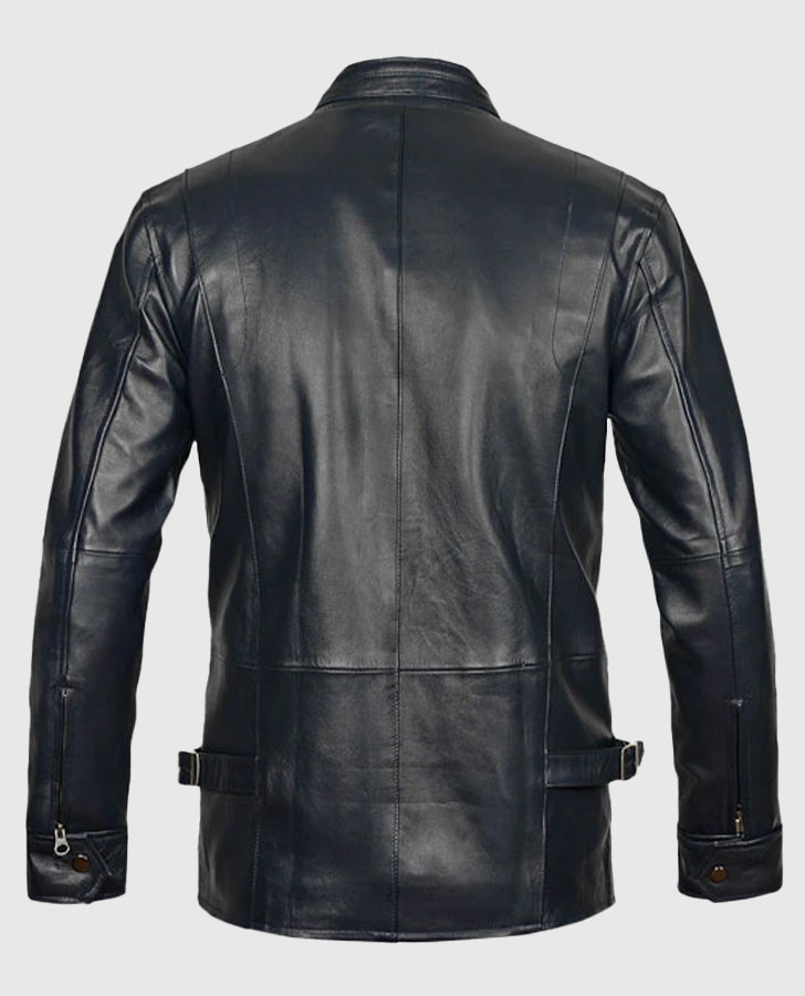 Vin Diesel Fast and Furious 6 Blue Leather Jacket for Men - back view
