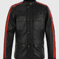 Fast & Furious 8 Vin Diesel Red Stripes Leather Jacket for Men - back view