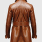 Men's Vintage Big Pockets Tan Brown Leather Coat – Custom Fit - back view
